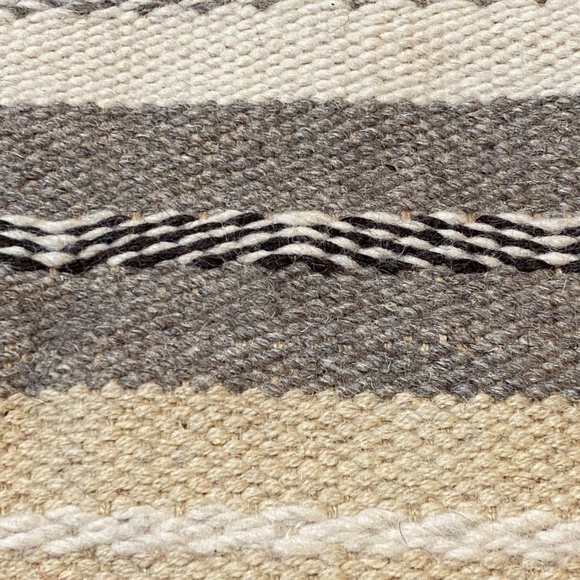 VTG Wool Hand Woven Table Runner Topper Small Rug 61 X 21 Neutral Earth Chunky - Picture 9 of 13